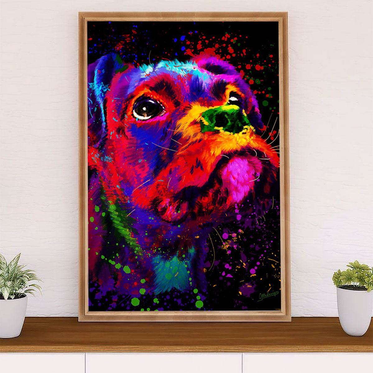 Funny Cute Boxer Canvas Wall Art Prints | Watercolor Dog Painting | Gift for Brindle Boxador Dog Lover