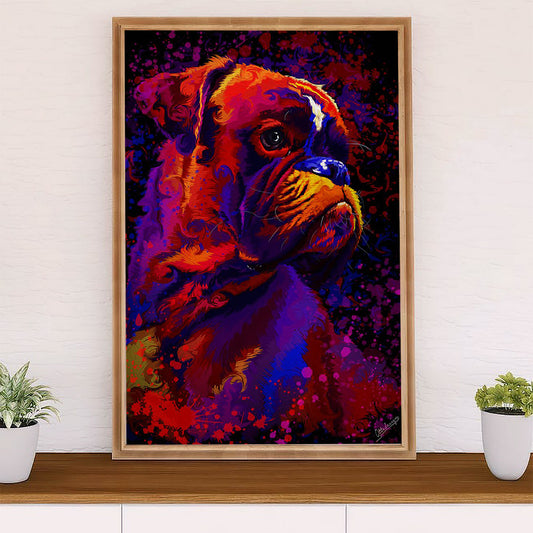 Funny Cute Boxer Poster | Watercolor Dog Painting | Wall Art Gift for Brindle Boxador Puppies Lover