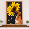Funny Cute Boxer Canvas Wall Art Prints | Dog Sunflower | Gift for Brindle Boxador Dog Lover