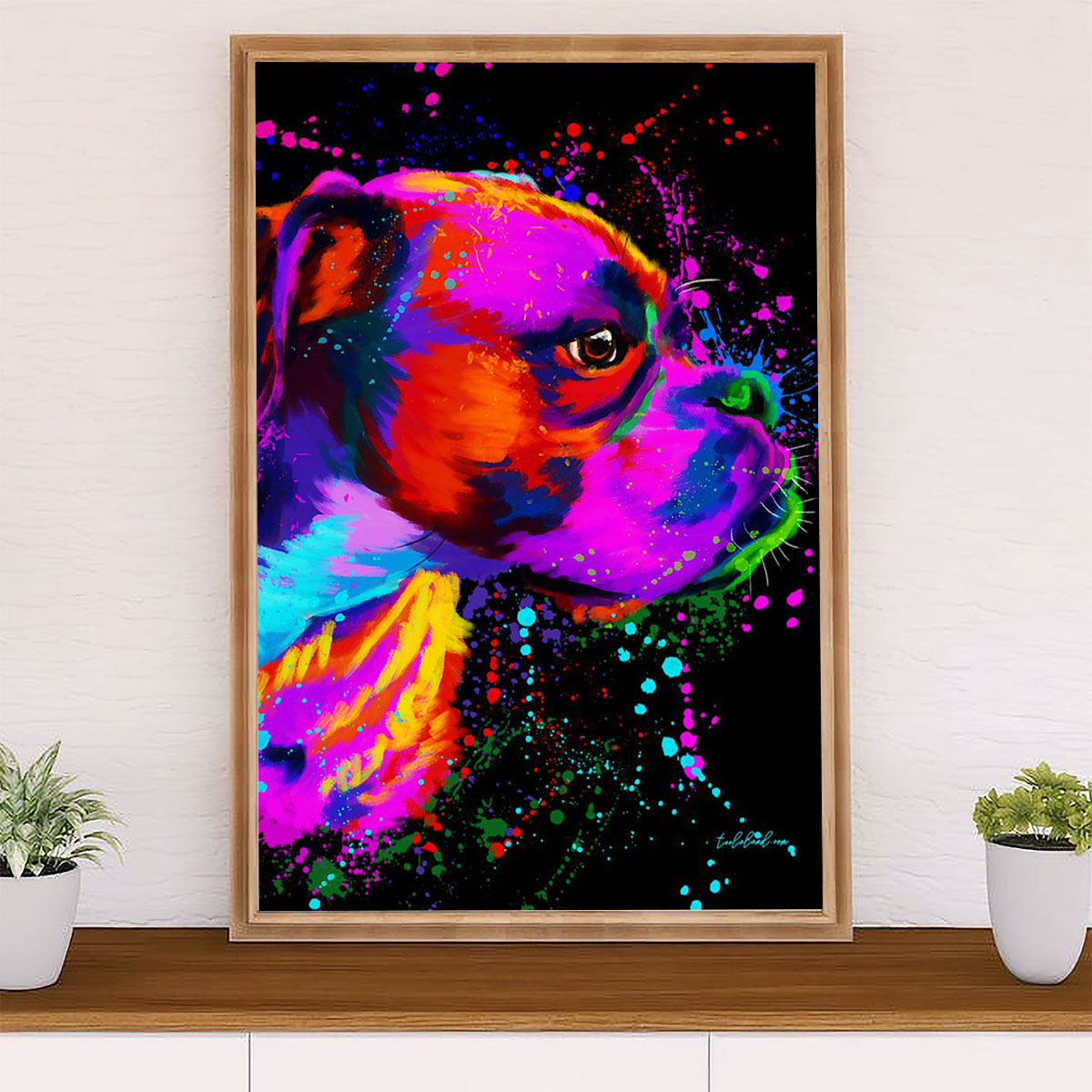 Funny Cute Boxer Canvas Wall Art Prints | Watercolor Dog Painting | Gift for Brindle Boxador Dog Lover