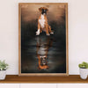 Funny Cute Boxer Poster | Dog Reflection | Wall Art Gift for Brindle Boxador Puppies Lover