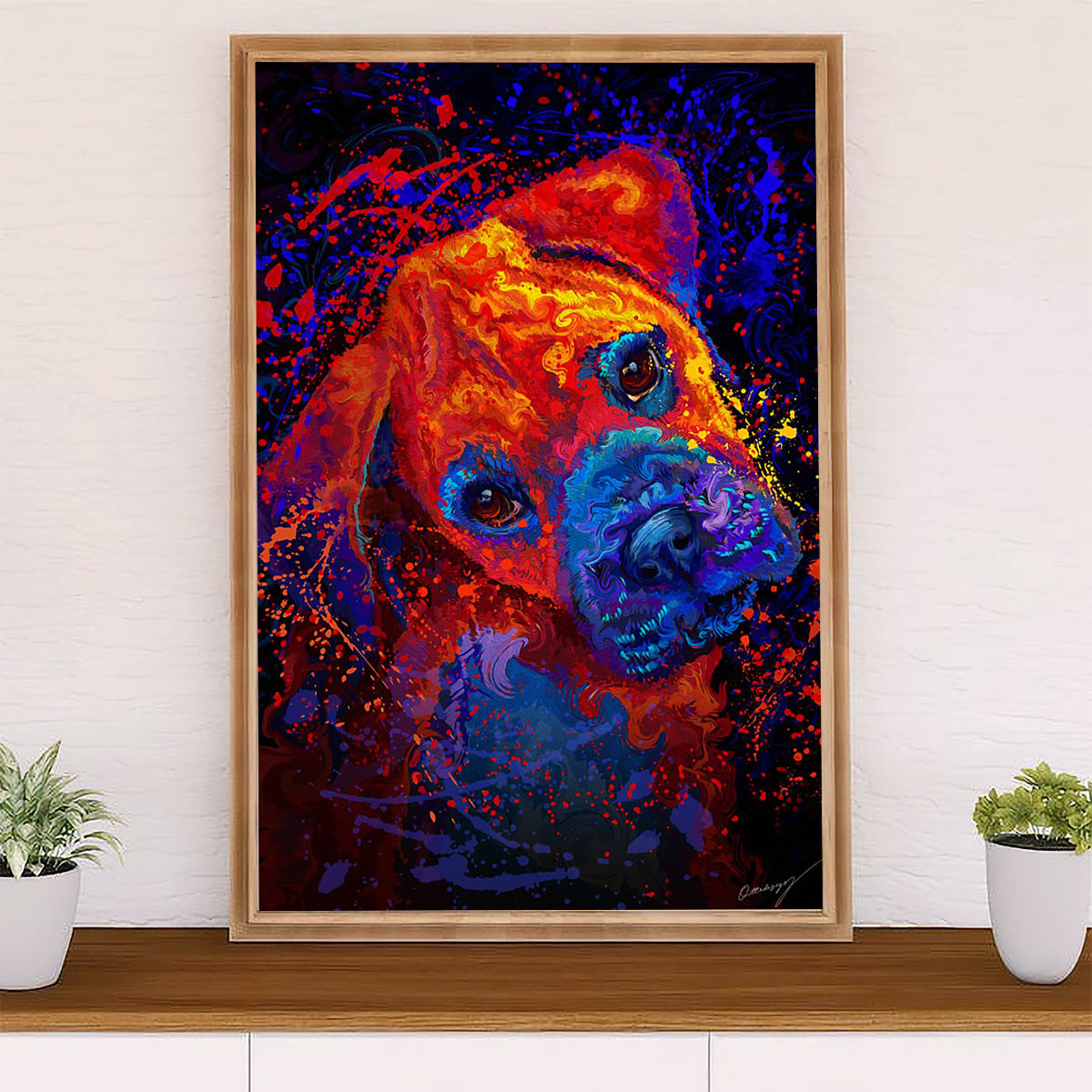 Funny Cute Boxer Poster | Watercolor Dog Painting | Wall Art Gift for Brindle Boxador Puppies Lover