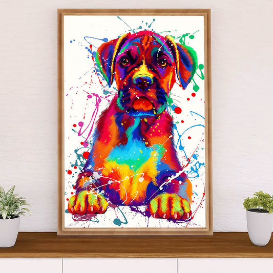 Funny Cute Boxer Canvas Wall Art Prints | Watercolor Dog Painting | Gift for Brindle Boxador Dog Lover