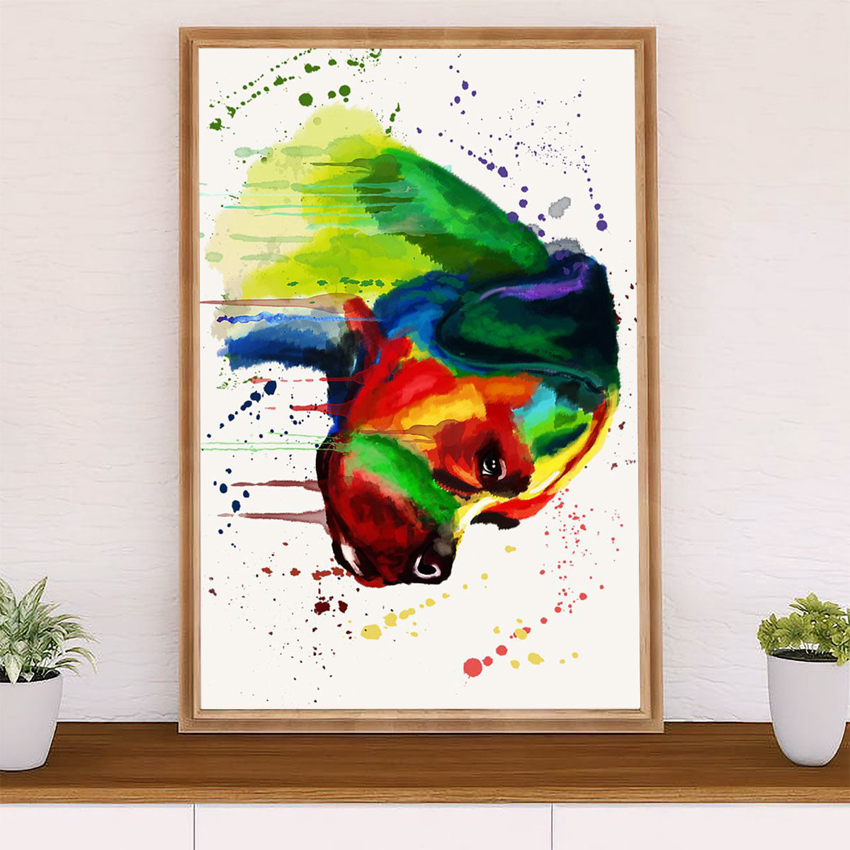 Funny Cute Boxer Poster | Watercolor Dog Painting | Wall Art Gift for Brindle Boxador Puppies Lover