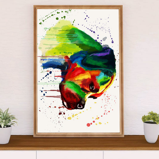 Funny Cute Boxer Poster | Watercolor Dog Painting | Wall Art Gift for Brindle Boxador Puppies Lover