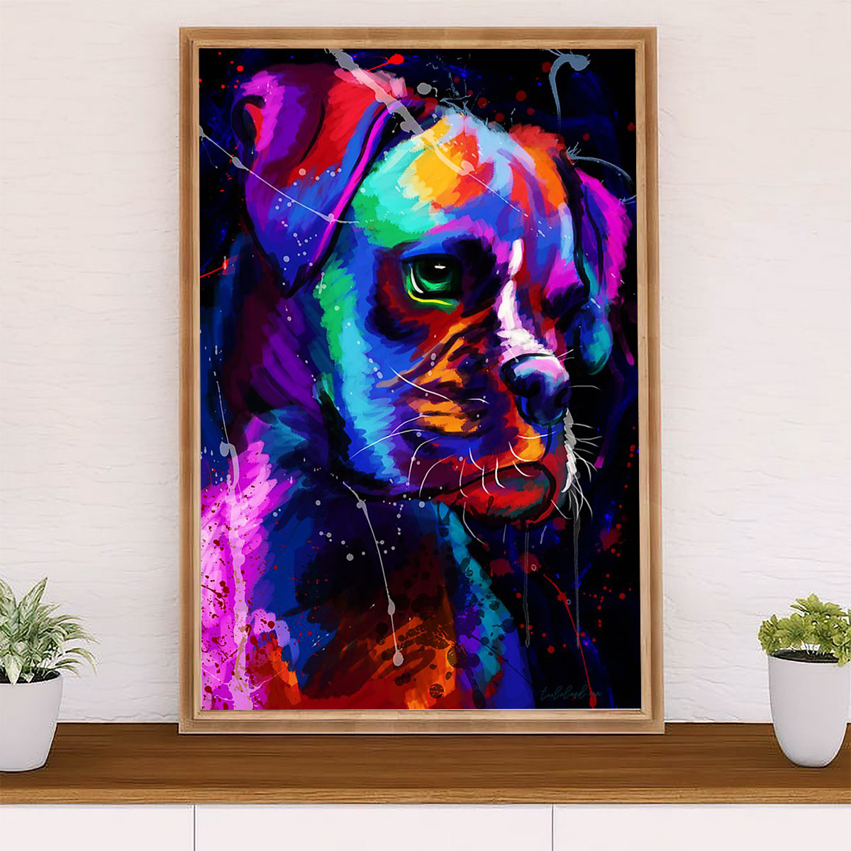 Funny Cute Boxer Canvas Wall Art Prints | Watercolor Dog Painting | Gift for Brindle Boxador Dog Lover