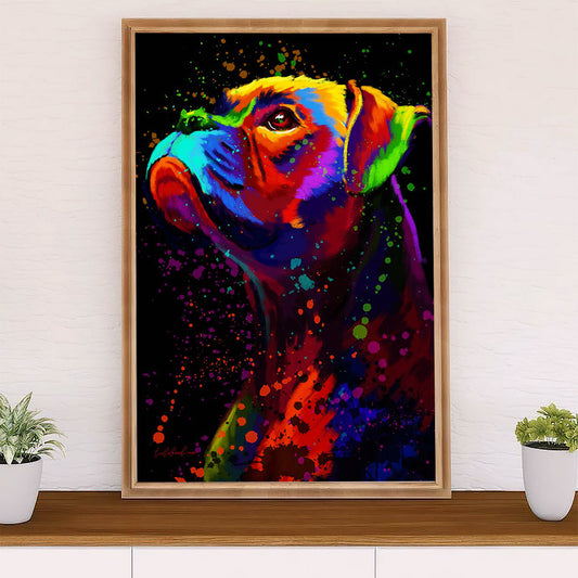 Funny Cute Boxer Poster | Watercolor Dog Painting | Wall Art Gift for Brindle Boxador Puppies Lover