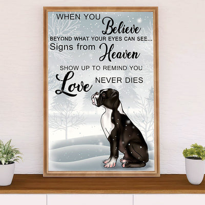 Funny Cute Boxer Canvas Wall Art Prints | Winter Dog | Gift for Brindle Boxador Dog Lover