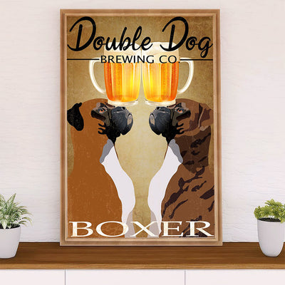 Funny Cute Boxer Canvas Wall Art Prints | Double Dog Brewing | Gift for Brindle Boxador Dog Lover