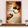 Funny Cute Boxer Poster | Never Forget Who You Are | Wall Art Gift for Brindle Boxador Puppies Lover
