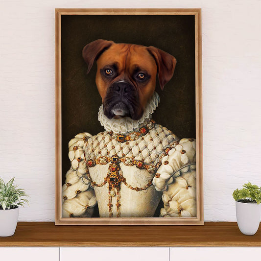 Funny Cute Boxer Poster | Funny Boxer King | Wall Art Gift for Brindle Boxador Puppies Lover