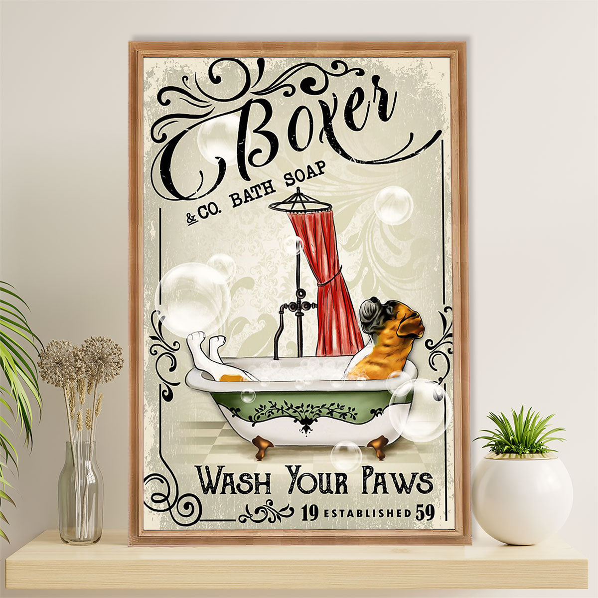 Funny Cute Boxer Canvas Wall Art Prints | Bath Soap | Gift for Brindle Boxador Dog Lover