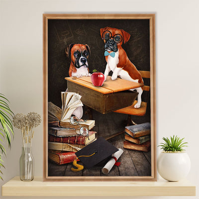 Funny Cute Boxer Canvas Wall Art Prints | Dog Student | Gift for Brindle Boxador Dog Lover