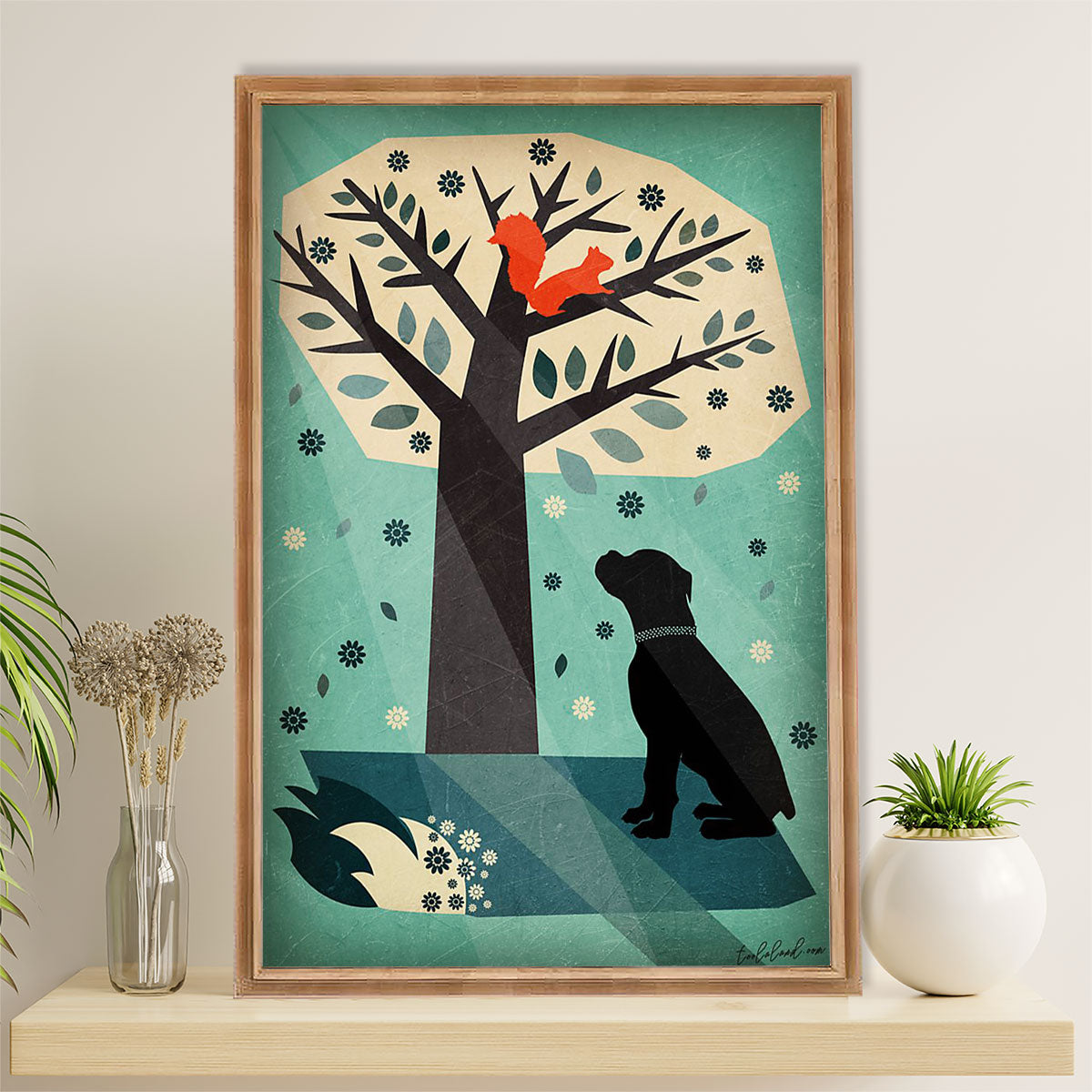 Funny Cute Boxer Poster | Dog at Night | Wall Art Gift for Brindle Boxador Puppies Lover