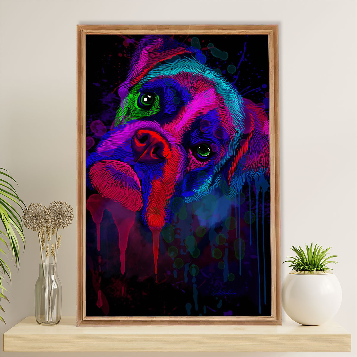 Funny Cute Boxer Poster | Watercolor Dog Painting | Wall Art Gift for Brindle Boxador Puppies Lover