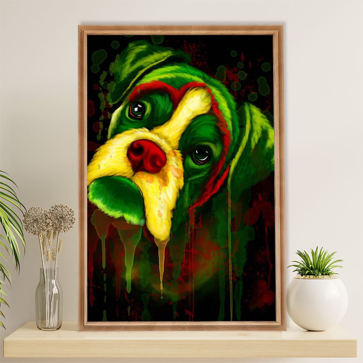 Funny Cute Boxer Poster | Watercolor Dog Painting | Wall Art Gift for Brindle Boxador Puppies Lover