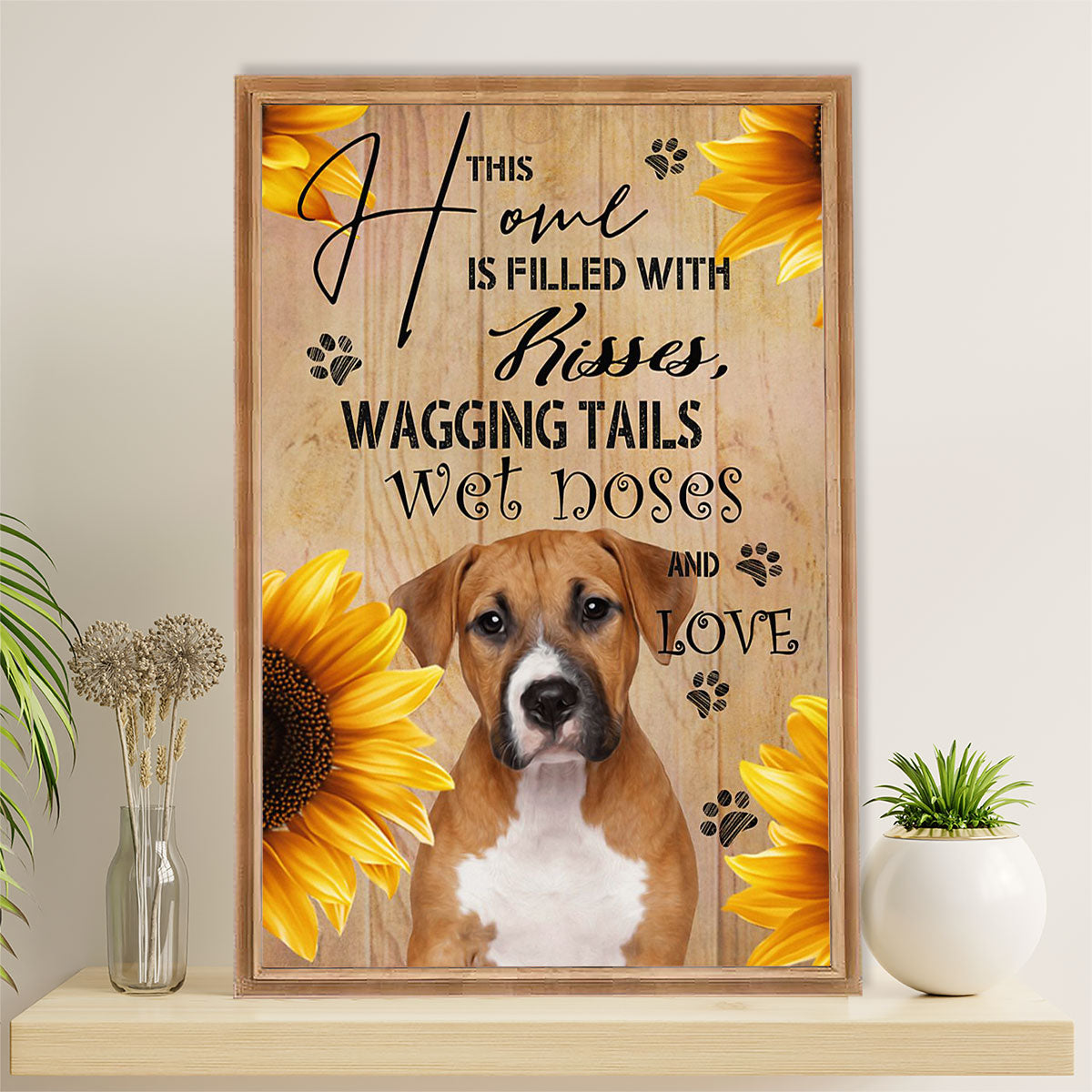 Funny Cute Boxer Poster | Sunflower Dog | Wall Art Gift for Brindle Boxador Puppies Lover