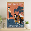 Funny Cute Boxer Poster | She Lived Happily | Wall Art Gift for Brindle Boxador Puppies Lover