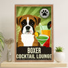 Funny Cute Boxer Canvas Wall Art Prints | Cocktail Lounge | Gift for Brindle Boxador Dog Lover
