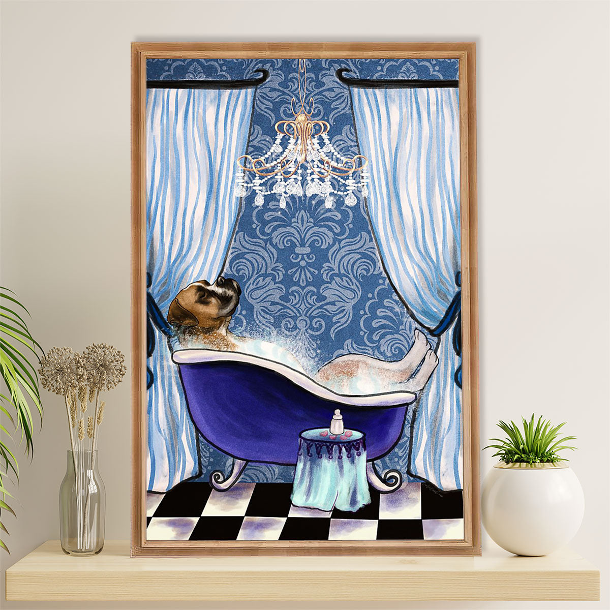 Funny Cute Boxer Canvas Wall Art Prints | Bath Soap | Gift for Brindle Boxador Dog Lover