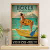 Funny Cute Boxer Poster | Beach Life | Wall Art Gift for Brindle Boxador Puppies Lover
