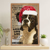Funny Cute Boxer Poster | Christmas Dog | Wall Art Gift for Brindle Boxador Puppies Lover
