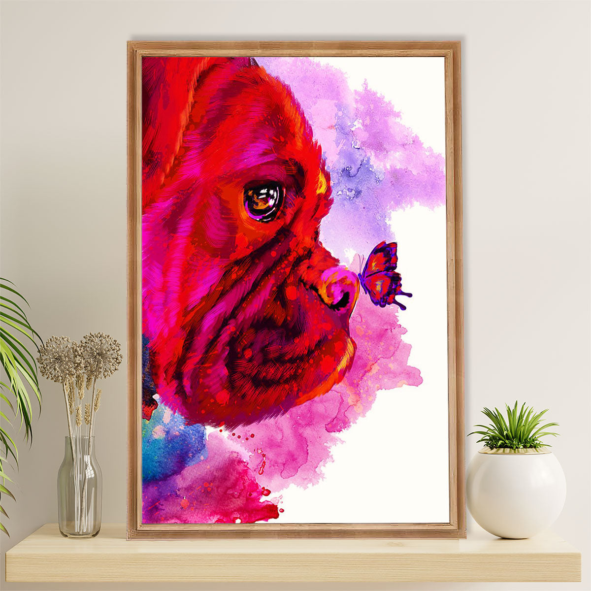 Funny Cute Boxer Canvas Wall Art Prints | Dog Colorful Painting | Gift for Brindle Boxador Dog Lover