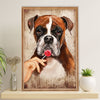 Funny Cute Boxer Poster | Dog & Lady | Wall Art Gift for Brindle Boxador Puppies Lover
