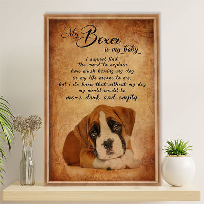 Funny Cute Boxer Canvas Wall Art Prints | My Baby Boxer | Gift for Brindle Boxador Dog Lover