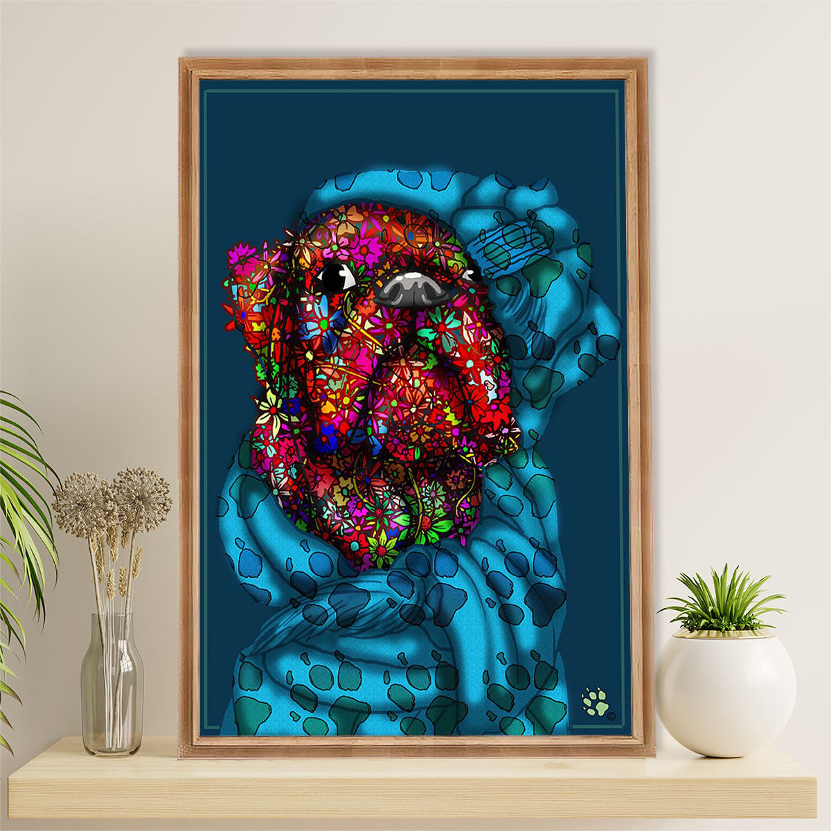 Funny Cute Boxer Canvas Wall Art Prints | Colorful Dog Painting | Gift for Brindle Boxador Dog Lover