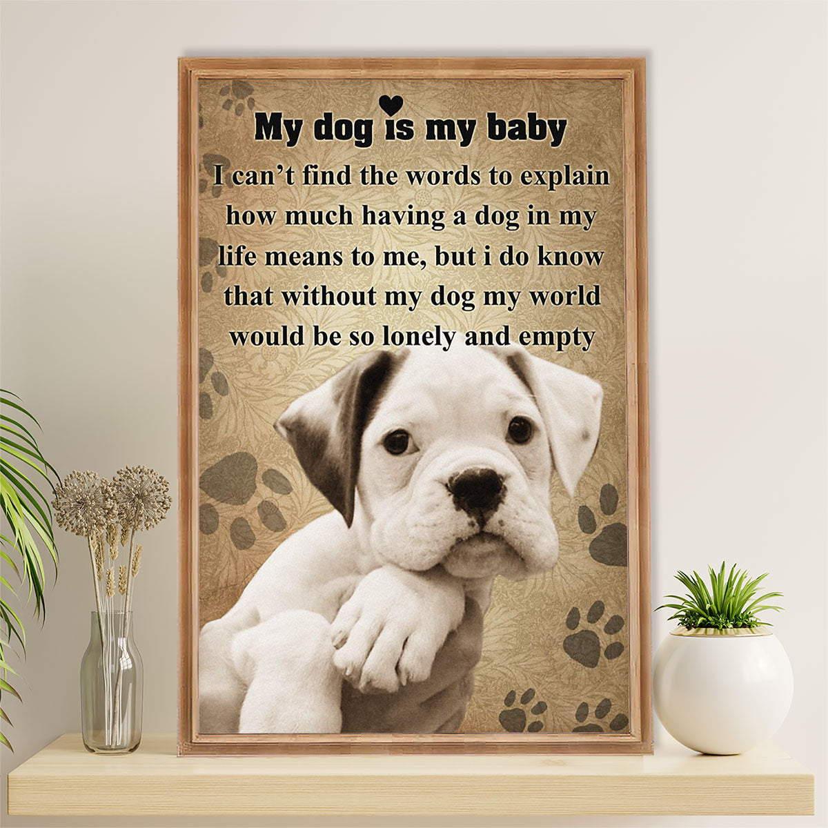 Funny Cute Boxer Poster | My Baby Dog | Wall Art Gift for Brindle Boxador Puppies Lover
