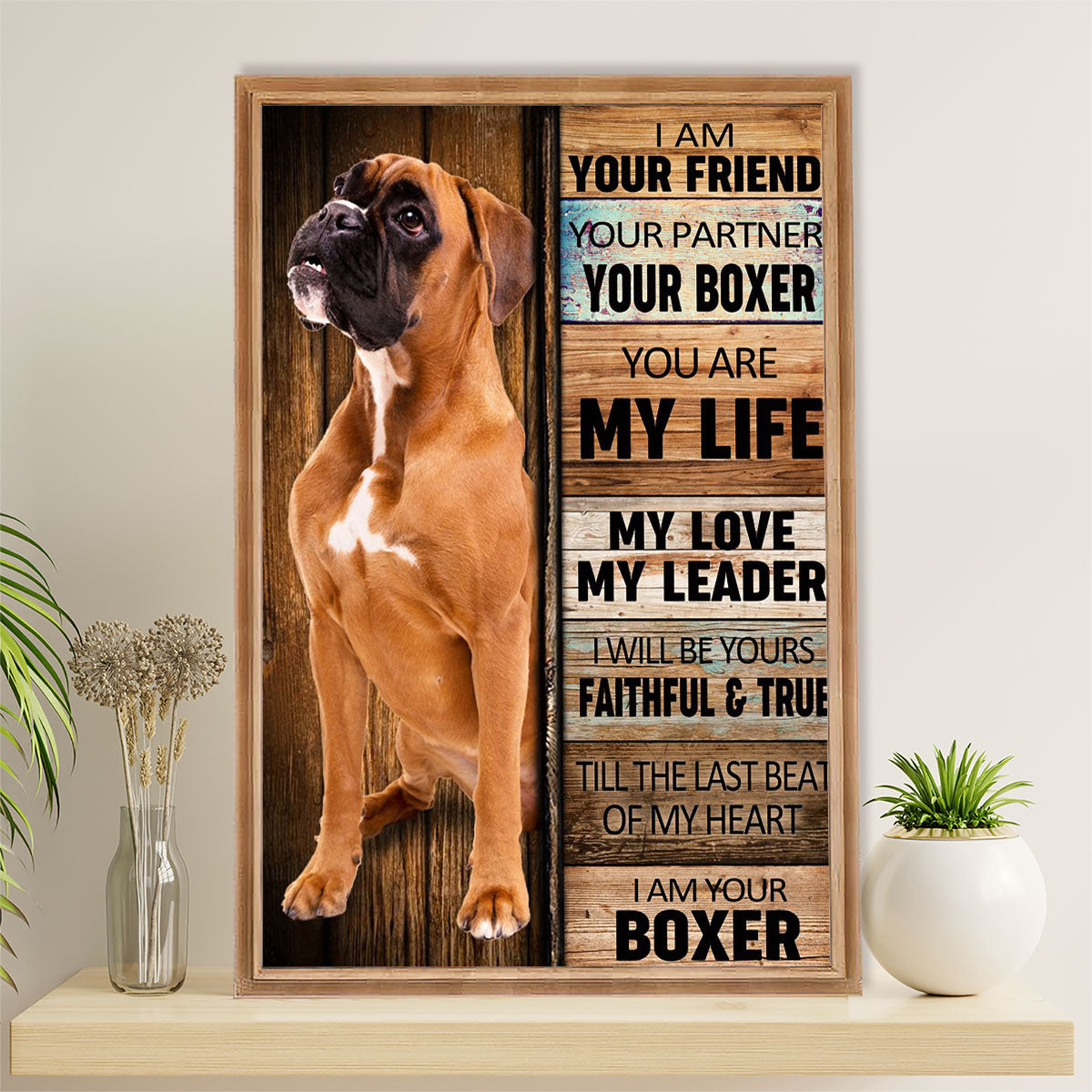 Funny Cute Boxer Canvas Wall Art Prints | I Am Your Boxer | Gift for Brindle Boxador Dog Lover