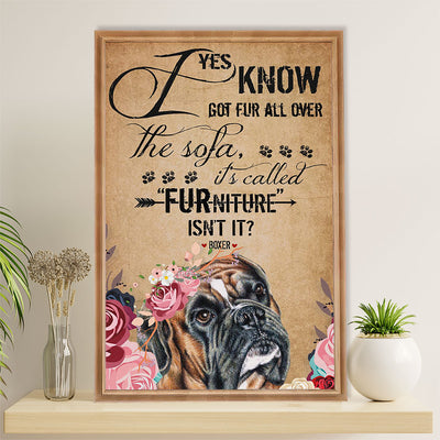 Funny Cute Boxer Canvas Wall Art Prints | Dog Flower Furniture | Gift for Brindle Boxador Dog Lover