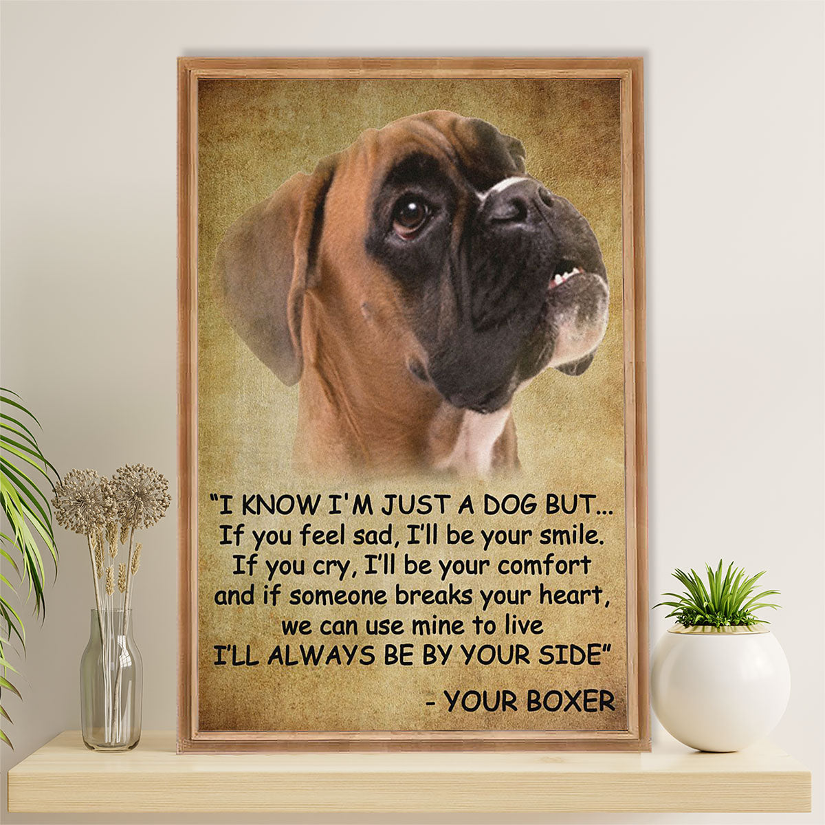 Funny Cute Boxer Poster | From Dog to Owner | Wall Art Gift for Brindle Boxador Puppies Lover