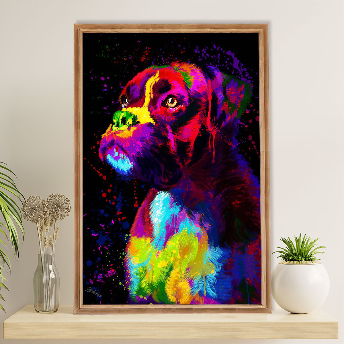 Funny Cute Boxer Canvas Wall Art Prints | Watercolor Dog Painting | Gift for Brindle Boxador Dog Lover