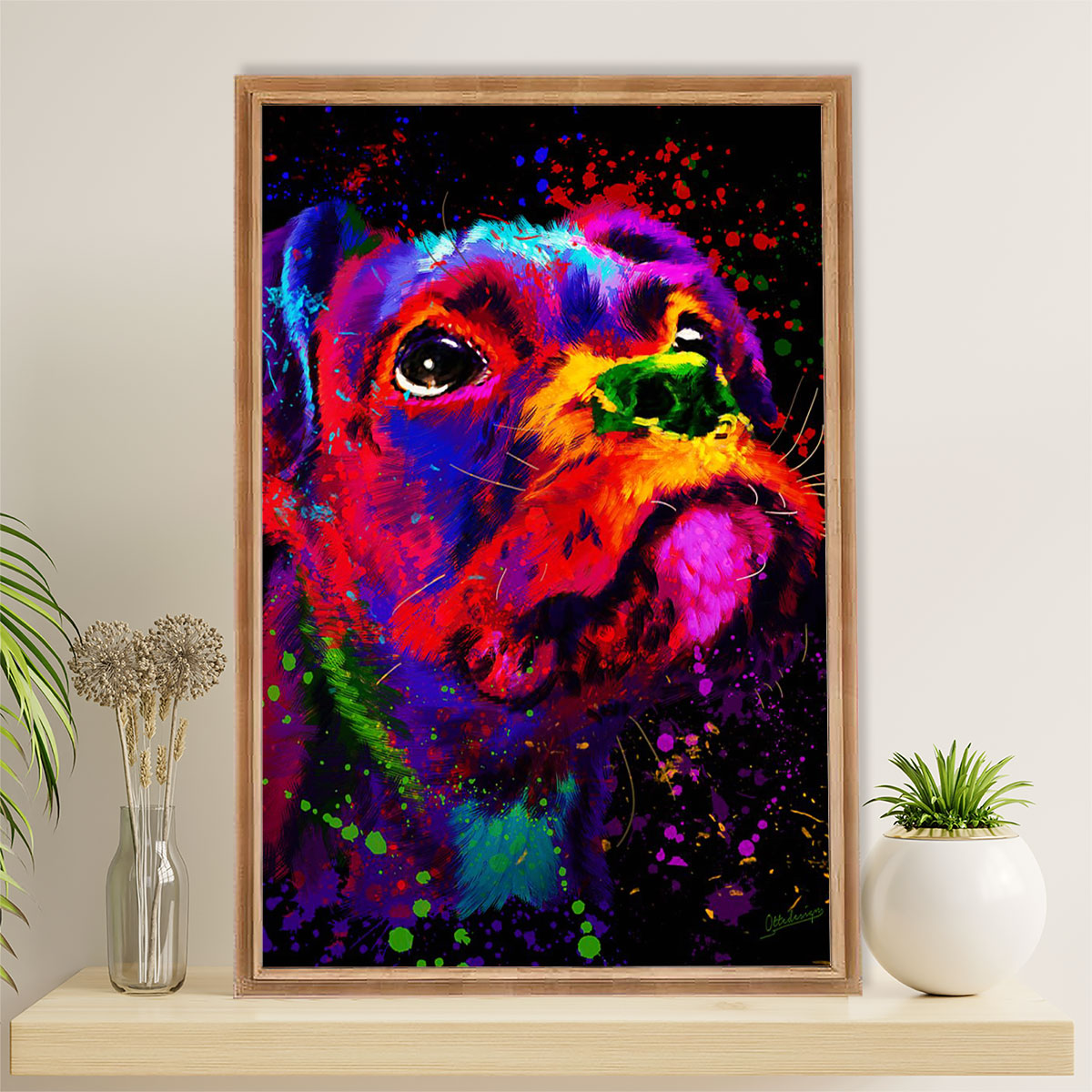 Funny Cute Boxer Canvas Wall Art Prints | Watercolor Dog Painting | Gift for Brindle Boxador Dog Lover