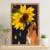 Funny Cute Boxer Canvas Wall Art Prints | Dog Sunflower | Gift for Brindle Boxador Dog Lover