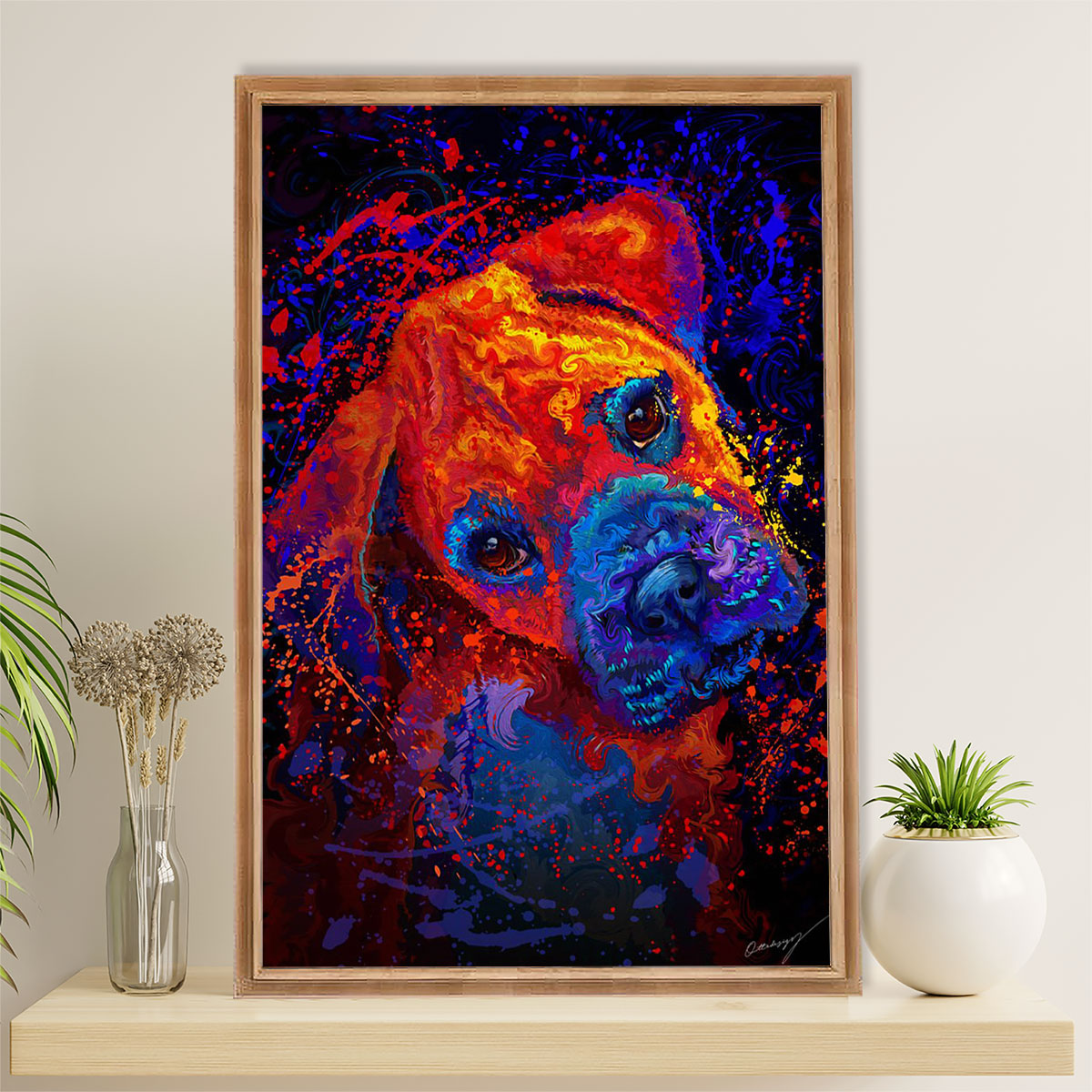 Funny Cute Boxer Canvas Wall Art Prints | Watercolor Dog Painting | Gift for Brindle Boxador Dog Lover