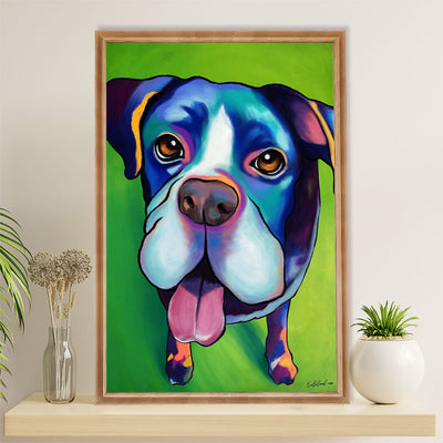 Funny Cute Boxer Poster | Dog Painting | Wall Art Gift for Brindle Boxador Puppies Lover