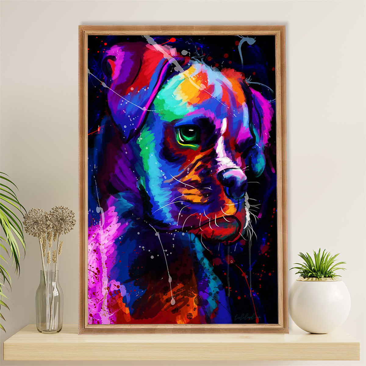 Funny Cute Boxer Canvas Wall Art Prints | Watercolor Dog Painting | Gift for Brindle Boxador Dog Lover
