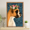 Funny Cute Boxer Canvas Wall Art Prints | Flower Dog | Gift for Brindle Boxador Dog Lover