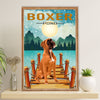 Funny Cute Boxer Canvas Wall Art Prints | Boxer Pond | Gift for Brindle Boxador Dog Lover