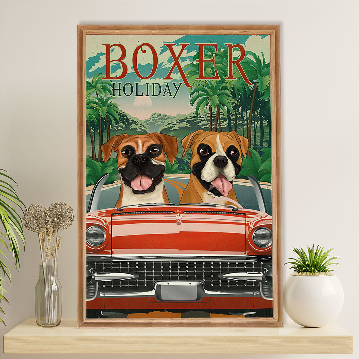 Funny Cute Boxer Poster | Boxer Holiday | Wall Art Gift for Brindle Boxador Puppies Lover