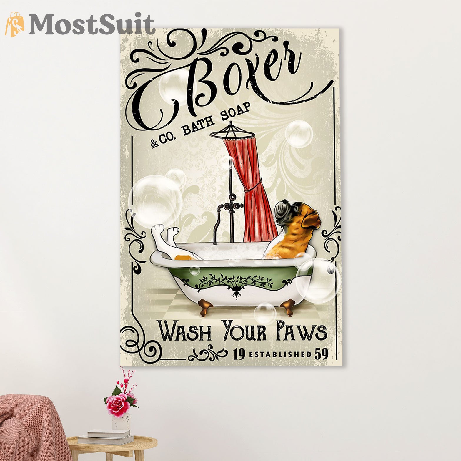 Funny Cute Boxer Canvas Wall Art Prints | Bath Soap | Gift for Brindle Boxador Dog Lover