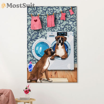 Funny Cute Boxer Poster | Funny Dog Washing Machine | Wall Art Gift for Brindle Boxador Puppies Lover