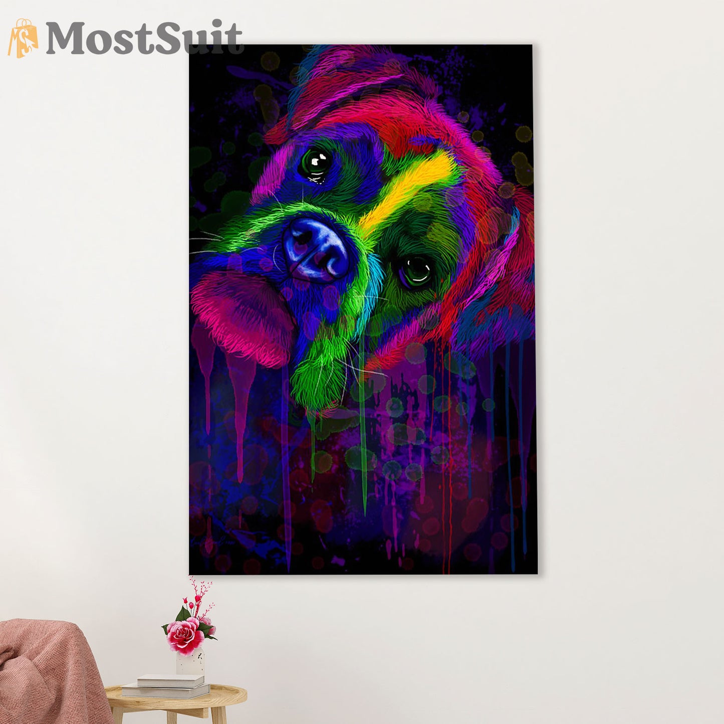 Funny Cute Boxer Canvas Wall Art Prints | Watercolor Dog Painting | Gift for Brindle Boxador Dog Lover