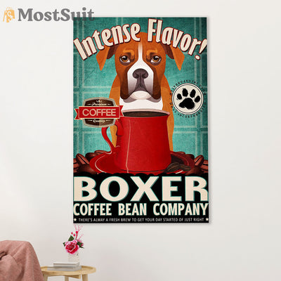 Funny Cute Boxer Poster | Coffee Bean Company | Wall Art Gift for Brindle Boxador Puppies Lover