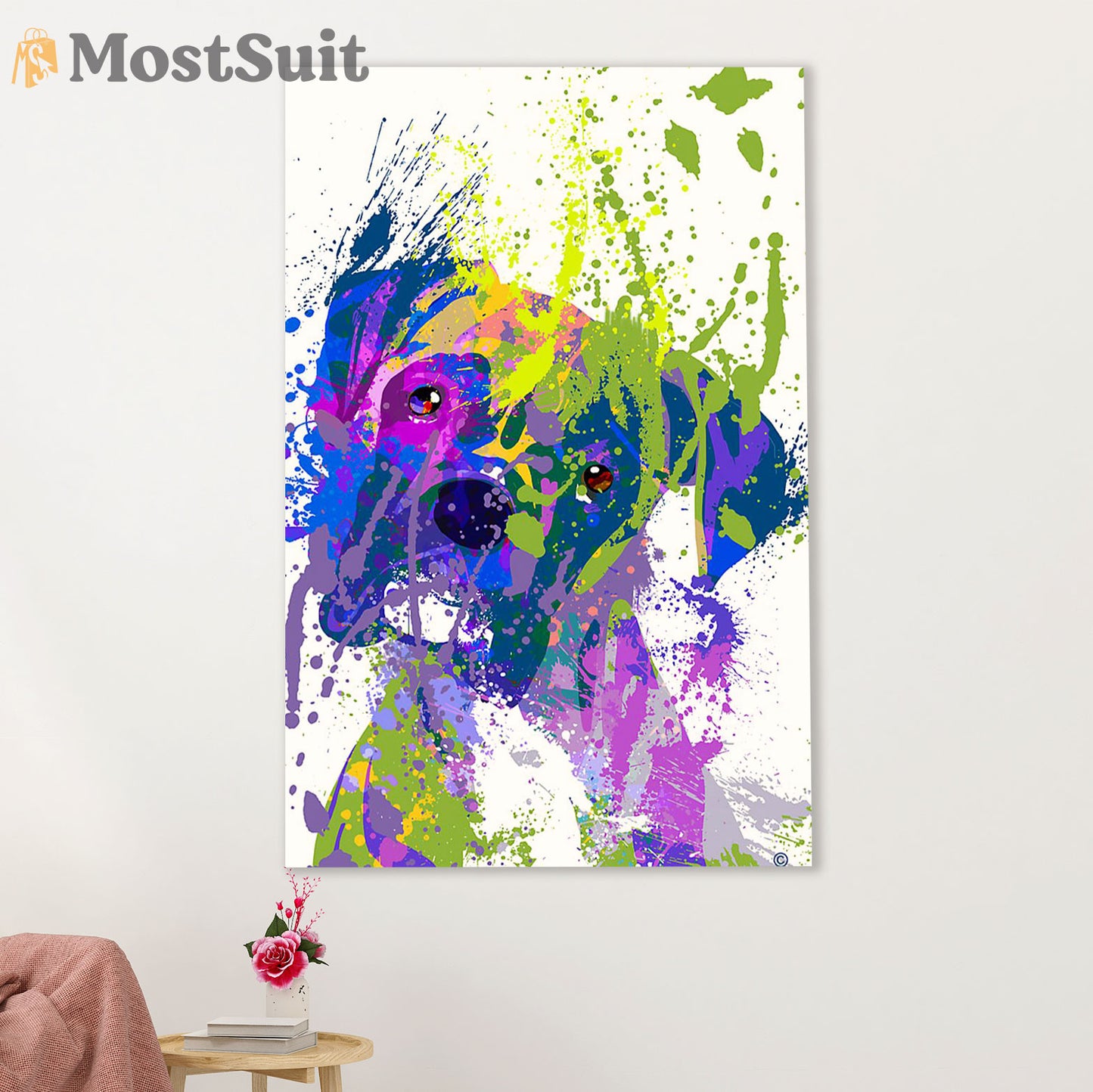 Funny Cute Boxer Canvas Wall Art Prints | Watercolor Boxer | Gift for Brindle Boxador Dog Lover