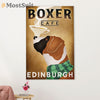 Funny Cute Boxer Canvas Wall Art Prints | Café Edinburgh | Gift for Brindle Boxador Dog Lover