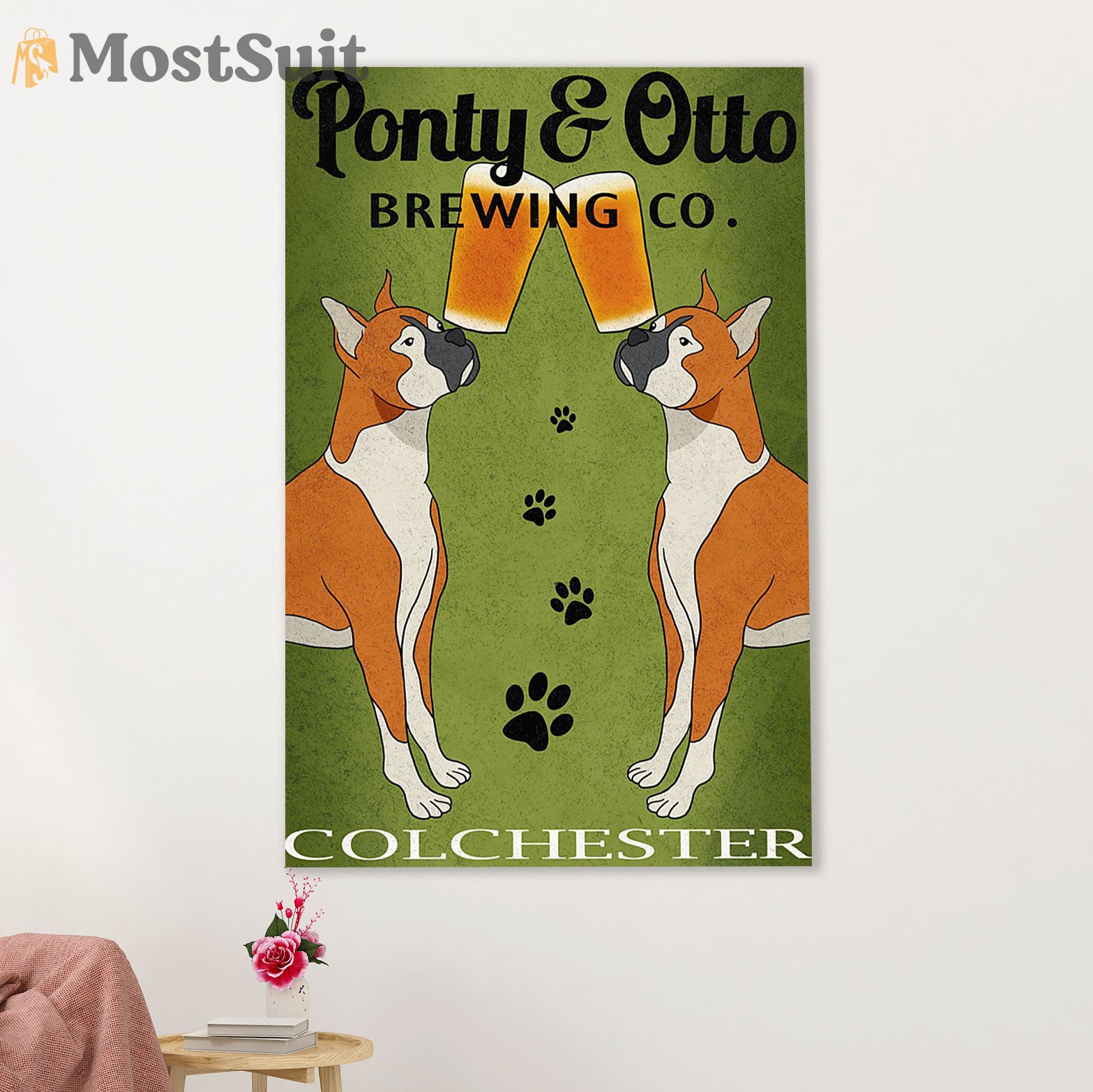 Funny Cute Boxer Poster | Ponty & Otto | Wall Art Gift for Brindle Boxador Puppies Lover